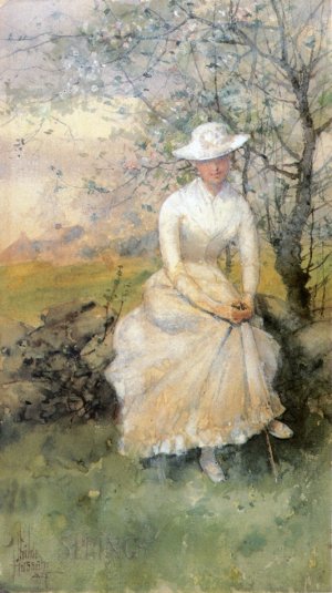 Spring (also known as The Artist's Sister) by Frederick Childe Hassam Oil Painting
