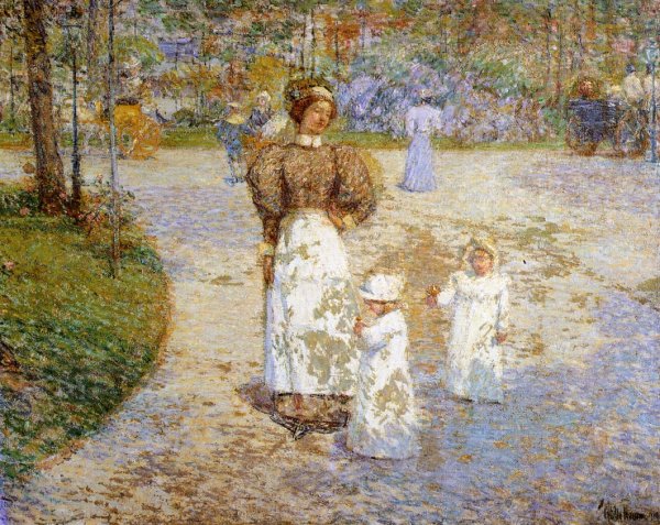 Spring in Central Park also known as Springtime by Frederick Childe Hassam - Hand-Painted Oil Painting Reproduction