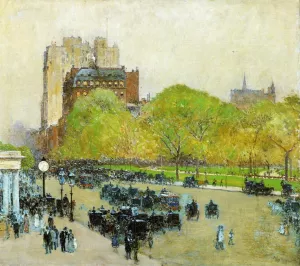 Spring Morning in the Heart of the City. also known as Madison Square, New York by Frederick Childe Hassam Oil Painting