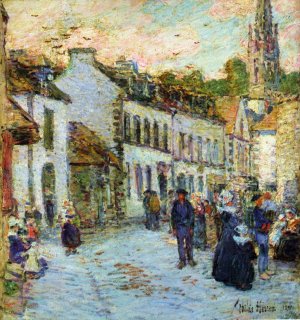 Street in Pont Aven - Evening by Frederick Childe Hassam Oil Painting
