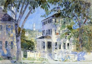 Street in Portsmouth by Frederick Childe Hassam Oil Painting