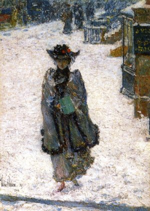 Street Scene, Christmas Morning Oil painting by Frederick Childe Hassam