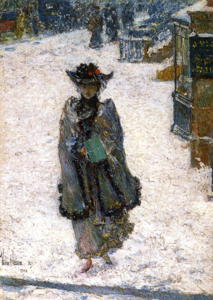 Street Scene, Christmas Morning by Frederick Childe Hassam - Hand-Painted Oil Painting Reproduction