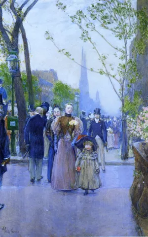 Sunday on Fifth Avenue also known as Fifth Avenue, Church Parade painting by Frederick Childe Hassam