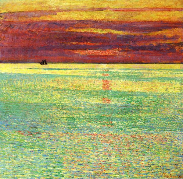 Main Product Photo of Sunset at Sea Painting by Frederick Childe Hassam