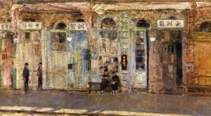 The Chinese Merchants by Frederick Childe Hassam Oil Painting