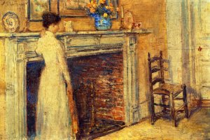 The Fireplace by Frederick Childe Hassam Oil Painting