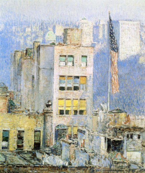 The Flag, Fifth Avenue by Frederick Childe Hassam - Hand-Painted Oil Painting Reproduction
