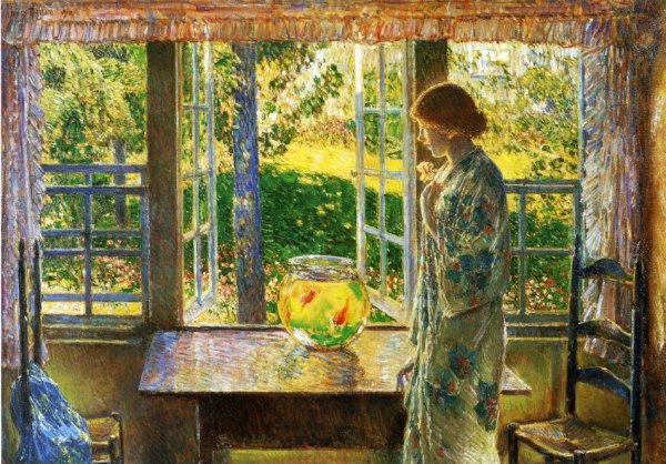 The Goldfish Window by Frederick Childe Hassam - Hand-Painted Oil Painting Reproduction