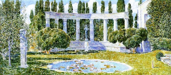 The Josiah Bartlett Garden, Amagensett by Frederick Childe Hassam - Hand-Painted Oil Painting Reproduction