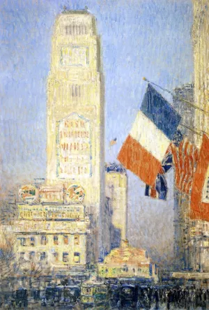 The New York Bouquet, West Forty-Second Street by Frederick Childe Hassam - Oil Painting Reproduction