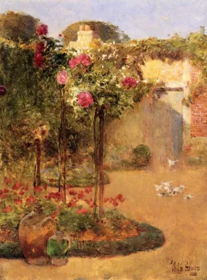 The Rose Garden by Frederick Childe Hassam - Oil Painting Reproduction