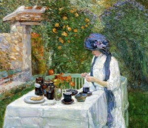 The Terre-Cuite Tea Set also known as French Tea Garden Oil painting by Frederick Childe Hassam