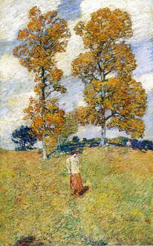 The Two Hickory Trees also known as Golf Player by Frederick Childe Hassam - Oil Painting Reproduction