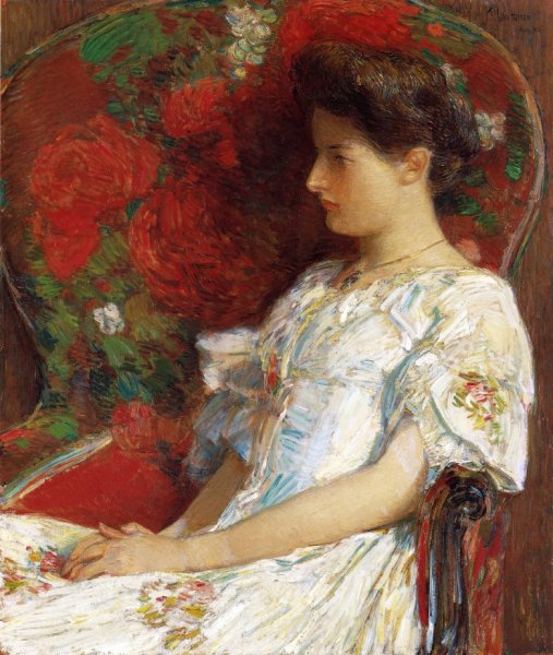 The Victorian Chair by Frederick Childe Hassam - Hand-Painted Oil Painting Reproduction