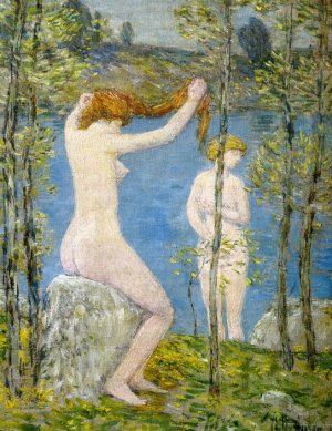 Untitled (Study for 'Bathers') Oil painting by Frederick Childe Hassam
