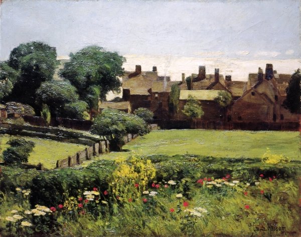 Village Scene by Frederick Childe Hassam - Hand-Painted Oil Painting Reproduction
