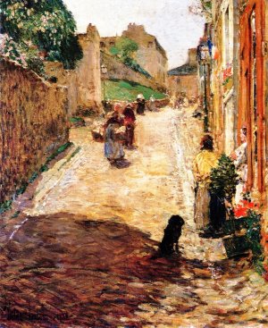 Village Street Scene, France by Frederick Childe Hassam Oil Painting
