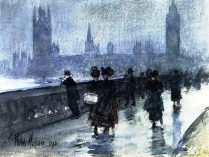 Westminster Bridge by Frederick Childe Hassam - Oil Painting Reproduction