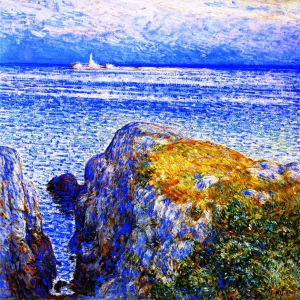 White Island Light, Isles of Shoals, at Sundown Oil painting by Frederick Childe Hassam