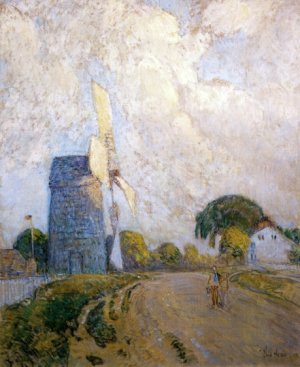 Windmill at Sundown, East Hampton Oil painting by Frederick Childe Hassam
