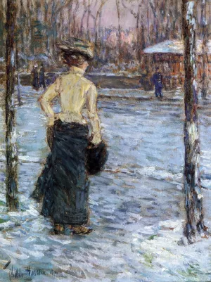 Winter, Central Park by Frederick Childe Hassam - Oil Painting Reproduction