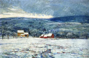 Winter in the Connecticut Hills by Frederick Childe Hassam - Oil Painting Reproduction
