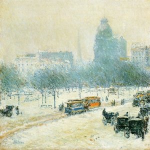 Winter in Union Square by Frederick Childe Hassam Oil Painting