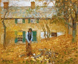 Woodchopper Oil painting by Frederick Childe Hassam