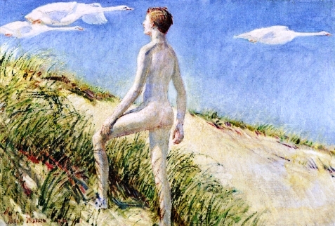 Main Product Photo of Young Apollo and the Flying Swans Painting by Frederick Childe Hassam