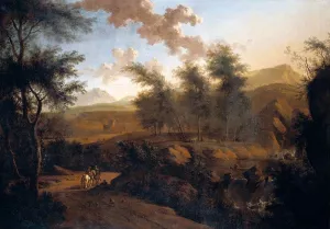 An Extensive Italianate Landscape Oil painting by Frederick De Moucheron
