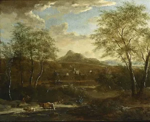 An Extensive Wooded Landscape by Frederick De Moucheron Oil Painting