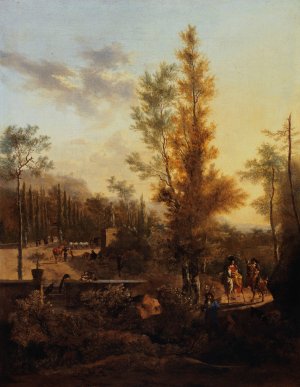 Le Depart pour la chasse by Frederick De Moucheron Oil Painting