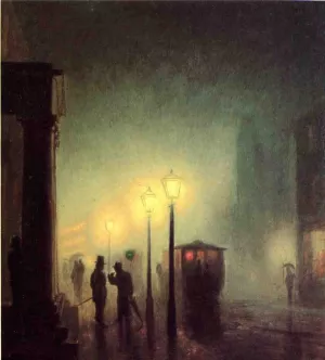 Foggy Evening in Boston by Frederick Dickinson Williams - Oil Painting Reproduction