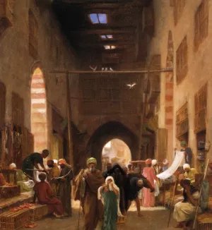 Bazaar in Cairo by Frederick Goodall - Oil Painting Reproduction