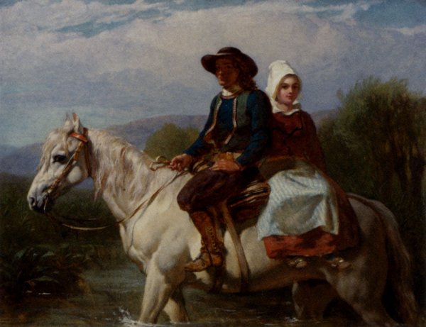 Main Product Photo of Fording The Stream Painting by Frederick Goodall