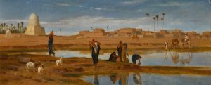 On The Banks Of The Nile  by Frederick Goodall Oil Painting