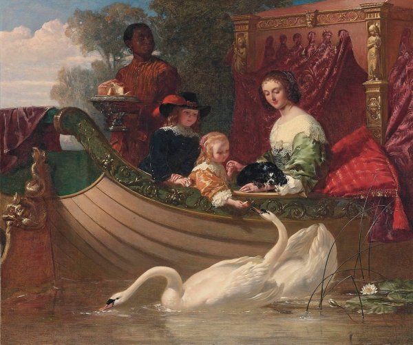 Queen Henrietta Maria and her Children  by Frederick Goodall - Hand-Painted Oil Painting Reproduction