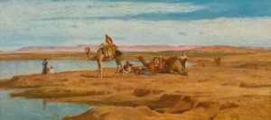 Waiting For The Dahabeah by Frederick Goodall Oil Painting