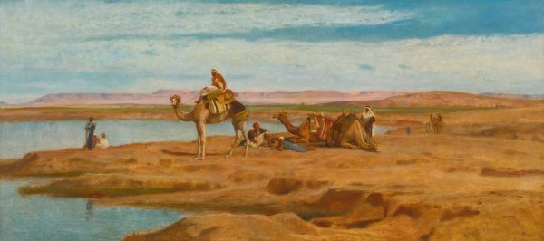 Main Product Photo of Waiting For The Dahabeah  Painting by Frederick Goodall