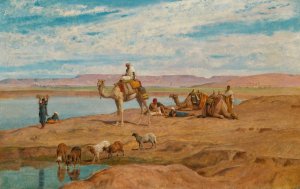 Waiting For The Dahabeyah On The Banks Of The Nile by Frederick Goodall Oil Painting