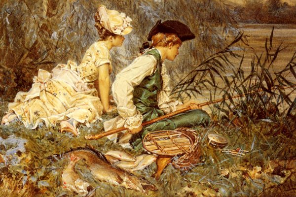 Main Product Photo of An Afternoon Of Fishing Painting by Frederick Hendrik Kaemmerer