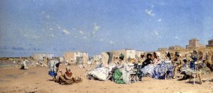 Beach At Scheveningen, Holland by Frederick Hendrik Kaemmerer Oil Painting