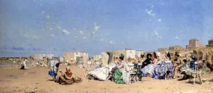 Beach At Scheveningen, Holland Oil painting by Frederick Hendrik Kaemmerer
