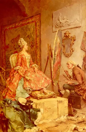 Sitting For Her Portrait by Frederick Hendrik Kaemmerer Oil Painting