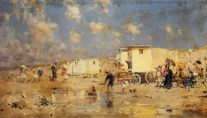 The Beach at Scheveningen, Holland by Frederick Hendrik Kaemmerer Oil Painting