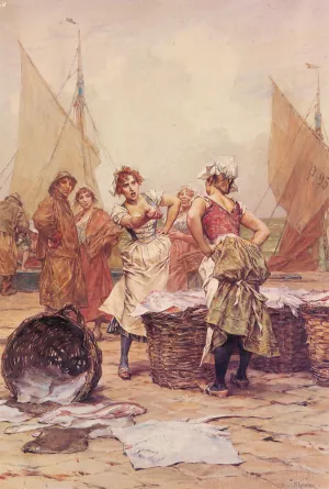 The Fishwives by Frederick Hendrik Kaemmerer Oil Painting