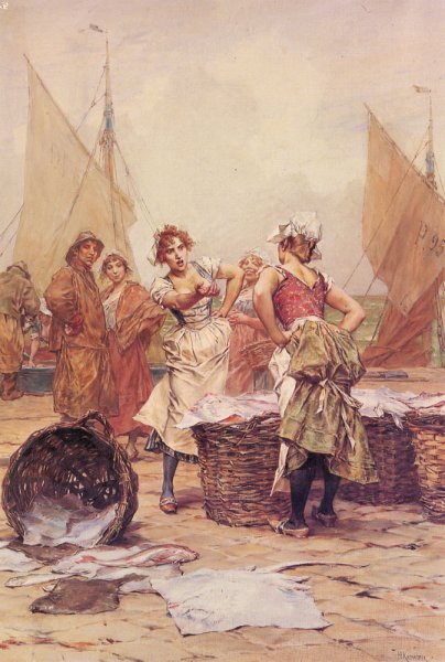 Main Product Photo of The Fishwives Painting by Frederick Hendrik Kaemmerer