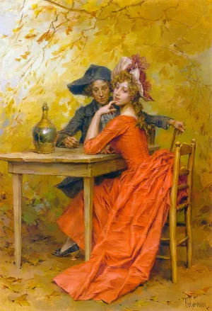 The Lady In Red by Frederick Hendrik Kaemmerer Oil Painting