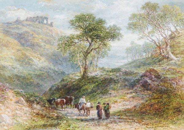 Castel Dinas Bran, North Wales  by Frederick Henry Henshaw - Hand-Painted Oil Painting Reproduction